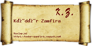 Kádár Zamfira névjegykártya